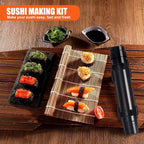 SmileTools Sushi Making Kit, Sushi Roller, Sushi Bazooka, Sushi Maker, Bamboo Sushi Rolling Mat for Beginners (Black)