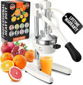 Zulay Kitchen Cast Iron Juicer - Easy-to-Clean Heavy-Duty Manual Juicer, Professional Citrus Juicer - Stainless Steel Lemon Squeezer - Manual Citrus Press & Orange Squeezer - Orange Juicer – White