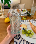 KLIFA- BLOIS- 15.2 & 20.5 ounce, Set of 8, Acrylic Tumbler & Highball Drinking Glasses Cups, BPA-Free, Stackable Plastic Drinkware, Dishwasher Safe, Vintage Looking Cups, Light Teal