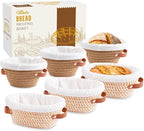 Bread Proofing Basket, 5 Inch Mini Bread Basket Set of 6, Sourdough Bread Baking Supplies, Sourdough Starter Kit, Sour Dough Starter Kits, Baking Gifts for Women, Sourdough Proofing Basket