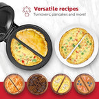 Holstein Housewares Stainless Steel 2 Section Omelet&Frittata Maker,Non Stick Coating,Easy To Clean,Indicator Lights,Compact Storage,Prepare Versatile Recipes in Minutes. 2 Portions,Black,(Pack of 6)