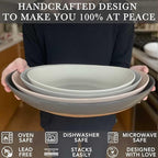 Mora Ceramic Large Serving Bowls- Set of 2 Oval Platters for Entertaining. Modern Kitchen Dishes for Dinner, Fruit, Salad, Turkey, etc. Oven, Dishwasher Safe, 110/80 oz, 16" / 14.6" - Neutrals