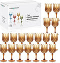 XUWAIDSGN 7oz Plastic Vintage Wine Glasses Drinking Glasses Unbreakable Wedding Glassware Crystal Water Goblets Reusable Drinkware Vintage Champagne Flutes (24, Brown)