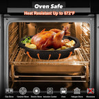 13” Roaster Pan with Lid and Rack, Small Enamel Roaster Pan with Oval Roasting Rack, Granite Baking Pot for Chicken Turkey Lamb, Heat Resistant, Oven/Dishwasher/All Stovestops Compatible