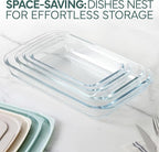 COOK WITH COLOR 8-Piece Deep Glass Baking Dish Set with Plastic Lids – Casserole and Food Storage Containers for Lasagna, Leftovers – Freezer-to-Oven, Microwave & Dishwasher Safe, Mint