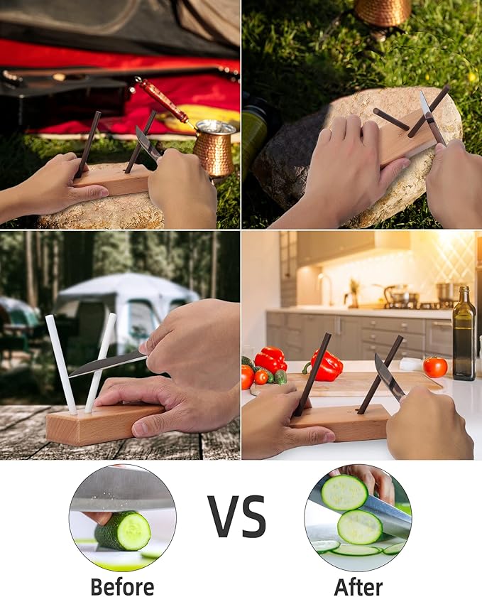 4-Rod Turn Box, Ceramic Sharpener Rod from Kitchen Sharpening Tool, Portable Manual Ceramic Sharpening Rod