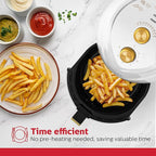 Holstein Housewares 4.8QT Air Fryer Golden Elegance. Hot Air Technology & PFOA Free Non Stick Coating for Less Oil Use with Led Display. No Pre Heating, Fry, Bake, Grill and Roast. White & Gold