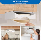 9-inch Paper Plate Dispenser Under Cabinet, Bamboo Paper Plate Holders, Kitchen Counter Vertical Plate Dispensers Holders Countertop Caddy(For 9-inch Plates, White)