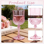 Plastic Wine Glasses, Plastic Goblets Vintage Style Cordial Unbreakable Drinking Glasses, Reusable Drinkware for Wedding Reception, Grand Event Party Supplies (100, Pink)