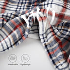 Electric Heated Blanket Throw Size - 50"x60", Soft Flannel Heating Blanket, 4 Heating Levels, 3 H Auto Shut Off, Breathable Warm and Washable for Sofa, Blue-White-Red Plaid