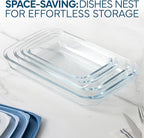 COOK WITH COLOR 8-Piece Deep Glass Baking Dish Set with Plastic Lids – Casserole and Food Storage Containers for Lasagna, Leftovers – Freezer-to-Oven, Microwave & Dishwasher Safe, Blue