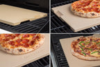 Pizza Stone 15x12 Inch Rectangular, Cordierite Baking Stone for Oven Grill BBQ, Crack Resistant with 4 Built-in Handles for Crispy Crust Bread Cookies