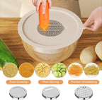 Fyrnova Mixing Bowls with Lids Set, 6 Piece Stainless Steel Nesting Storage Bowls for Kitchen, with 3 Grater Attachments & Non-Slip Bottoms, Size 5.5,3.5,2.5,2.1,1.5,1.1 QT