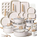CAROTE 44pcs Pots and Pan Set Nonstick, Cookware Sets, Cooking Set Non Stick, Induction Cook Ware with Bakeware Set, Kitchen Knife Set