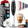 Zulay Kitchen Patented Tornado Triple Whisk Milk Frother with 4 Duracell Batteries – Handheld Foam Maker for Coffee, Lattes, Matcha & Hot Chocolate – Rich, Creamy Froth in Seconds - Obsidian Black