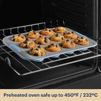 Pyrex (3-Piece) Metal Cookie & Muffin Sheet Bakeware Set, Lightweight Stainless Steel Baking Trays with Heatsafe Silicone Handles, Cookie Muffin Sheet Baking Pan, Cerulean
