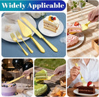 Eisinly Cake Cutting Set for Wedding, Elegant Cake Knife and Server Set with Stainless Steel Forks, Cake Cutter and Pie Spatula for Couples Wedding Registry, Engagements, Anniversary, 4 Pcs, Gold