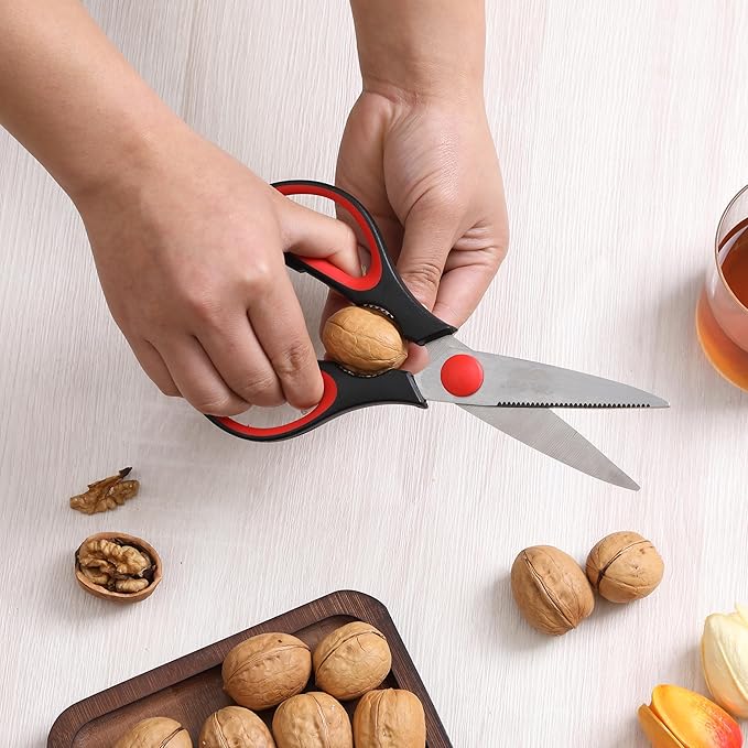 Mr. Pen- All Purpose Kitchen Shears with Protective Sheath, 8 Inch, Dishwasher Safe, Stainless Steel Food Scissors with Micro-Serrated Blades, Durable Utility Kitchen Shears, Black & Red