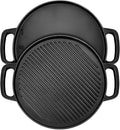 GGC Cast Iron Reversible Griddle, 12 inch Griddle Pan for Stove Tops, Gas Grills and Outdoor Cooking, Double-sided Griddle Plate with Baking Flat and Ribbed