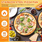 Reallnaive 3 Pcs Round 12 Inch Deep Pizza Pan Baking Tray Include 1 Non-stick Cake Mold, 1 Square Shovel, 1 Tray Clip, Pizza Dish Baking Sheet for Oven