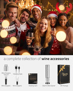 Electric Wine Opener Set - Premium Wine Gifts with Wine Opener, Foil Cutter, Wine Aerator, Vacuum Stopper, and Elegant Gift Box - Ideal Christmas Gift for Unforgettable Moments