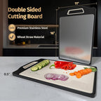 Matiks Stainless Steel Cutting Board Set - 16”×11” Large Double Sided Dishwasher Safe Metal Cutting Board for Kitchen – Housewarming Gifts New Home - New Home Gift Ideas - First Home Cooking Gifts