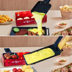 TAMARIT 2-Person Raclette Grill - Portable Candlelight Raclette Cheese Melter with Enamel Baking Tray & Non-Stick Pans - Compact Raclette Machine for Romantic Dinner, Picnic, BBQ, Camping, Red