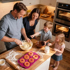 Nonstick Silicone Donut Pan: 3.5 Inch Doughnut Pans with Metal Frame - Silicone Donut Molds for Baking Gluten Free Glazed Vegan Protein Donuts Bagel - for Oven Kitchen - Home Bakers Housewife