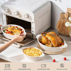 Dafuceramic Casserole Dishes for Oven Sets of 3, Ceramic Oval Baking Dish, Au Gratin Baking Pans with Handles for Roasting, Lasagna, Pie, Baking Meat & Vegetables (Beige White)
