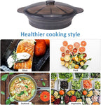 Microwave Steamer Cooker Collapsible Bowl-Silicone Steamer Cookware with Handle Lid for Vegetables Fish Prep Meal Food with Removable Rack BPA Free, Easy to Store, Freezer & Dishwasher Safe, Large