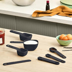 bella 9-Piece Nested Measuring Cups & Spoons Set, Stackable, 4 Cups, 4 spoons, 1 Leveler, Non-slip handles, Kitchen Cooking Baking Measuring Set, BPA Free, Dishwasher Safe, Slate