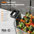 AIRMSEN 6.3 QT Glass Air Fryer Non-Toxic, 4 Presets & Manual Control, 105–400℉ Precise Heat, 95% Less Oil, Auto-Pause & Resume, Microwave & Dishwasher Safe Glass Container for Family Meals