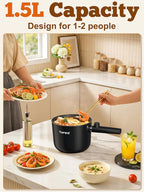 Topwit Hot Pot Electric, 1.5L Ramen Cooker, Portable Non-Stick Frying Pan, Electric Pot for Pasta, Steak, BPA Free, Electric Cooker with Dual Power Control, Over-Heating & Boil Dry Protection, Pink