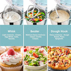 Kitchen in the box Stand Mixer, 5QT Two bowls Electric Food Mixer, 10 Speeds 3-IN-1 Kitchen Mixer for Daily Use with Egg Whisk,Dough Hook,Flat Beater (Blue, 5QT)
