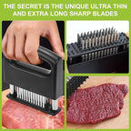 Meat Tenderizer Tool, Meat Tenderizer Stapler with 48 Stainless Steel Ultra Sharp Needle Blades, Compact Cooking Tool for Tenderizing Beef Chicken Turkey Steak Veal Pork