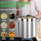 STOCKPOT Extra Large Stock Pot 75 Quart – Heavy Duty Stainless Steel Soup Pot with Lid – Commercial Grade Cooking Stockpot for Boiling, Canning or Large Family Meals
