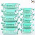 C CREST [10-Pack] Glass Food Storage Containers with Lids, Airtight, BPA Free, Meal Prep Containers for Kitchen, Home Use