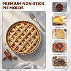 Hushee 2 Pack 9 Inch Tart Pan with Removable Bottom Non-Stick Carbon Steel Quiche Pan for Oven Baking Molds for Pies Quiches Fruit Tart Cake with Fluted Edges, Silver (1 Inch Deep)
