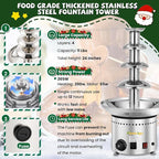 4-Tier Commercial Chocolate Fountain 11Lbs Large Chocolate Fondue Tower Stainless Steel Chocolate Melting Heating Machine for Nacho Cheese Liqueurs Party Wedding, Catering, Knob Control