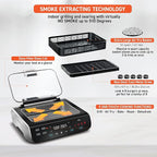 Gourmia Smokeless Indoor Grill & Air Fryer raclette grill with Smoke Extracting Technology Extra-Large Nonstick Cooking electric grill indoor Korean BBQ Style 6 Quart FoodStation™