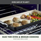 GreenPan 18" x 11" Double Burner Griddle Pan, Hard Anodized Healthy Ceramic Nonstick PFAS-Free, Stainless Steel Handles, Stovetop Cooking, Dishwasher Safe, Oven & Broiler Safe Cookware, Black