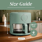 COOK WITH COLOR Colorful 1200W 4Qt Air Fryer: Glass Basket, Dishwasher Safe, 60min Timer, 6 Presets, Temp Control 175F-400F, 4 QT, Dark Sage