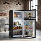 3.2 Cu.Ft Mini Fridge with Freezer, 2 Door Small Refrigerator with Adjustable Thermostat Energy-efficient Low Noise, Compact Fridge for Bedroom, Office, Dorm, Black