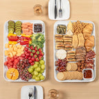 DELLING 18 Inch Large Serving Platter Set of 2, White Porcelain Serving Trays 18" x 12.3", Rectangular Platters for Turkey Fruit Appetizer Party, Oven Microwave Dishwasher Safe, Wedding Entertaining