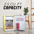 ICEBOX 2.5 Cu. Ft. Compact Refrigerator, ENERGY STAR Certified Small Refrigerator, Single Door Mini Fridge with Chiller Compartment, R600a Refrigerant, IBCR25SUN, Sun Yellow
