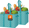 WISELIFE Reusable Grocery Bags [2 Pack],Large Grocery Tote Bag Water Resistant Shopping Bags Foldable Grocery Bag for Clothes,Shoes and Picnic,Green