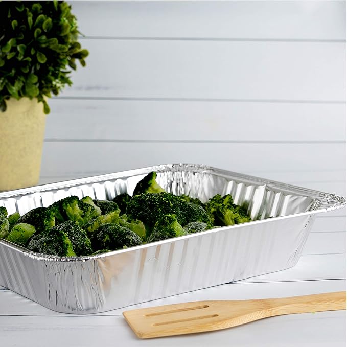 PLASTICPRO Disposable 9 x 13 Aluminum Foil Pans Half Size Deep Steam Table Bakeware - Cookware Perfect for Baking Cakes, Bread, Meatloaf, Lasagna Pack of 30