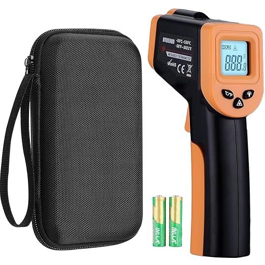 Blackstone Infrared Thermometer Temperature Gun for Cooking, IR Thermometer for Pizza Oven Griddle Cast Iron -58℉~1022℉ Non-Contact Digital Laser Thermometer Gun with Hard Storage Case (NOT for Human)