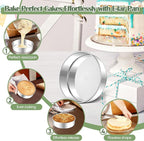 E-far 7 Inch Cake Pan Set of 2, Stainless Steel Round Baking Pans Tins Mold - Non-Toxic & Leak-Proof for Birthday Wedding Layer Tiered Cake, Easy Clean & Dishwasher Safe