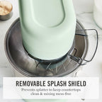 Martha Stewart  Tilt-Head Stand Mixer, 12 Speed, 5.3QT Stainless Steel Bowl, Splash Guard with Pour Chute, Whisk, Dough Hook, Flat Beater, Electric Kitchen Baking Mixer, Bread, Cake, Whip, Honeydew